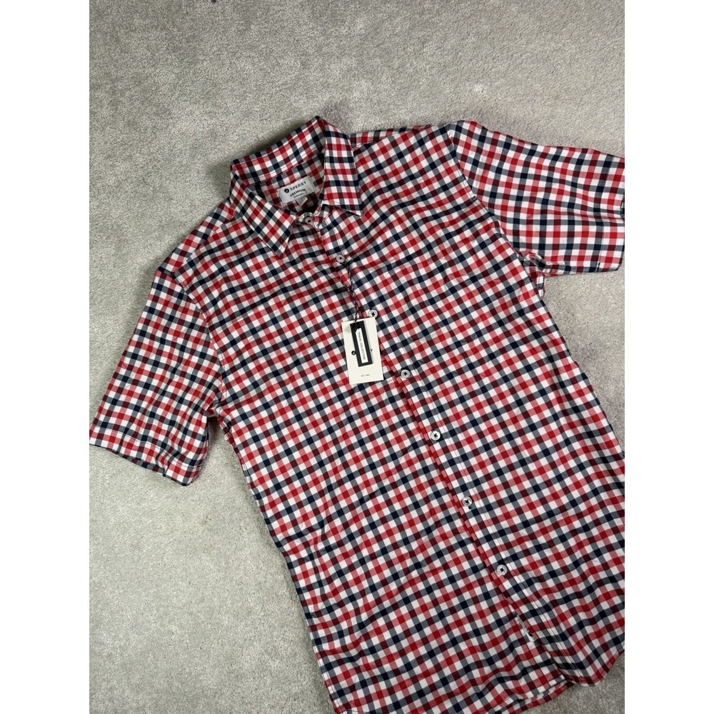 SPERRY Men's Tencel Button Down Shirt PATRIOTIC PLAID Men's Size Small New